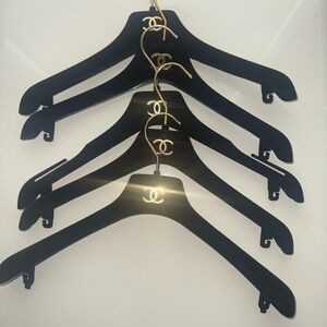 CHANEL Black Velvet Hangers set of 5 with Gold Hooks